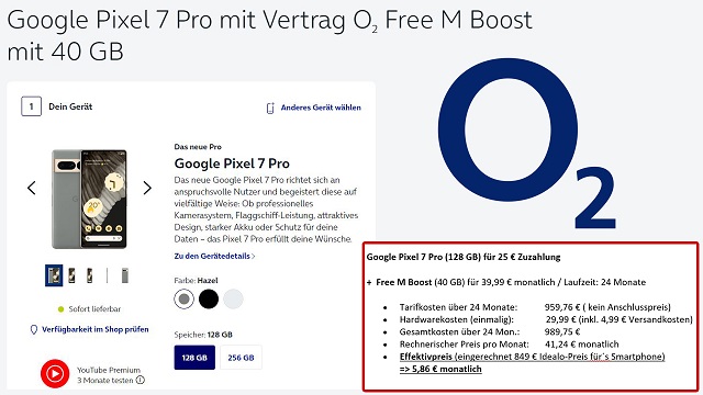 o2 Bundle Deal zum Google Pixel 7 Pro